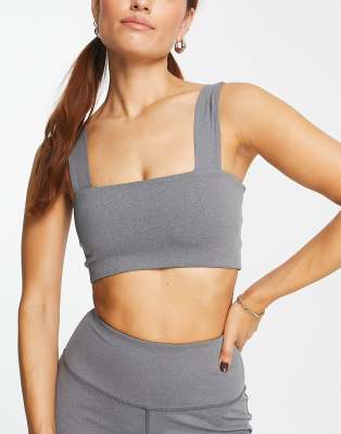 HIIT melange crop top-Gray