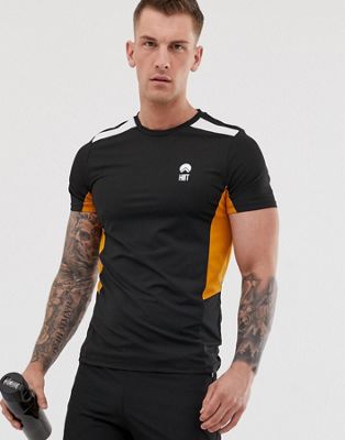 HIIT - Mesh T-shirt met kleurvlak in zwart