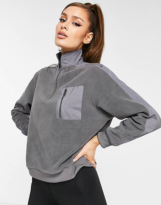 HIIT microfleece 1/4 zip sweatshirt in grey