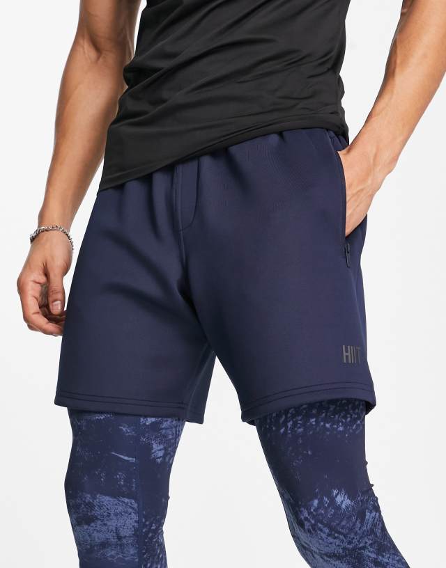 HIIT mid length short in tricot in navy