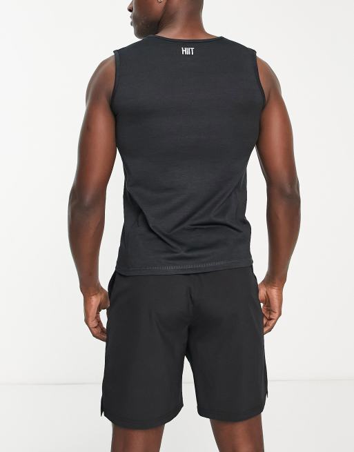 HIIT - Mouwloos trainingsshirt in gemêleerd zwart