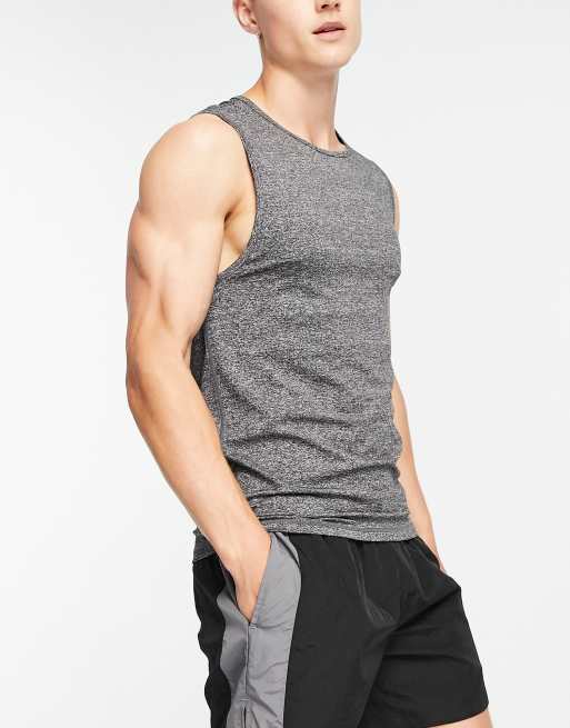 HIIT - Mouwloos trainingsshirt in gemêleerd zwart