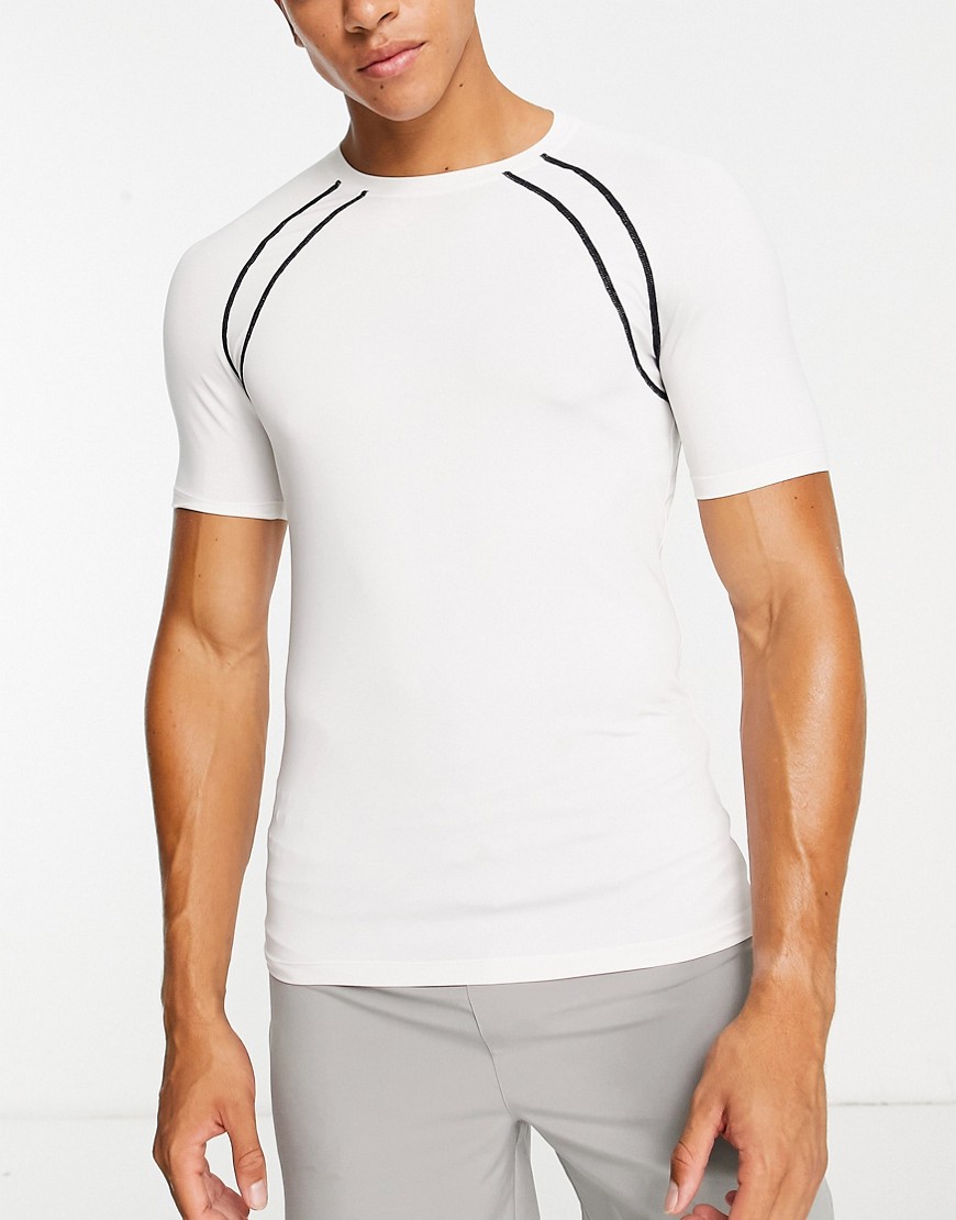 muscle fit T-shirt with contrast panels-Multi