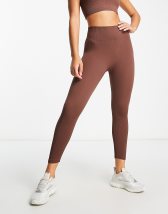 South Beach ribbed high waisted leggings in chocolate brown