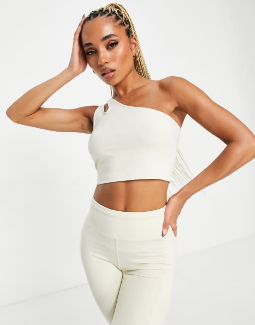 HIIT one shoulder crop top in stone | ASOS