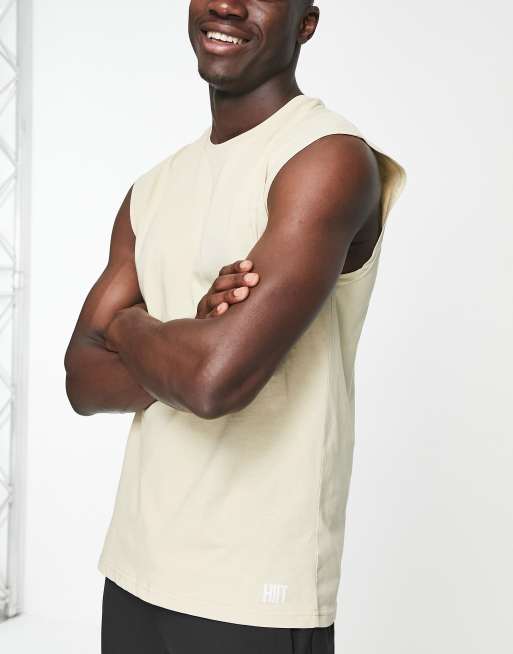 HIIT – Oversize-Tanktop in Steinbeige