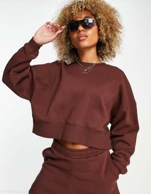 HIIT oversized  cropped sweatshirt in brown