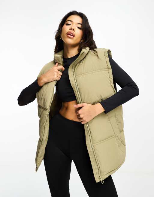 Beige puffer best sale vest womens