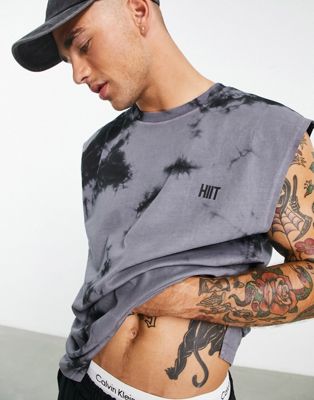 HIIT oversized tank in washed charcoal