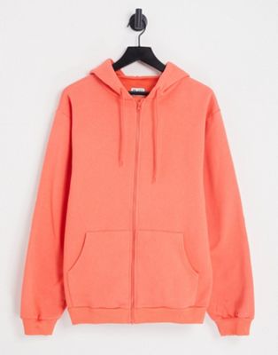 HIIT oversized zip through hoodie in coral