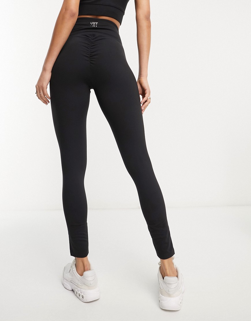 HIIT peached high waist leggings with booty ruching-Black
