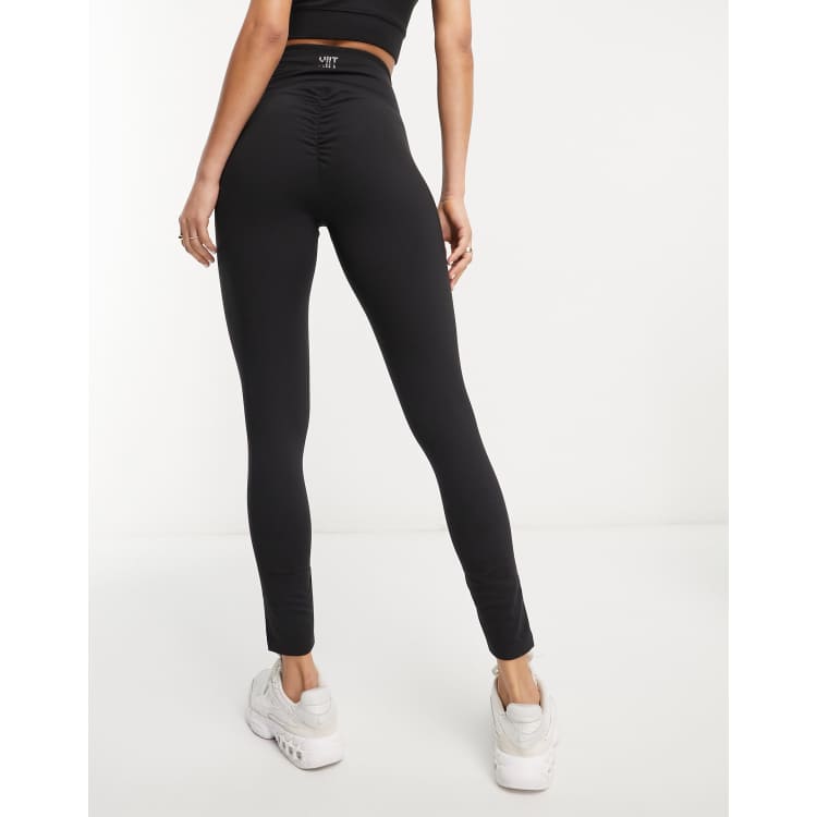 Black Booty Sculpting Leggings with Ruching Detail