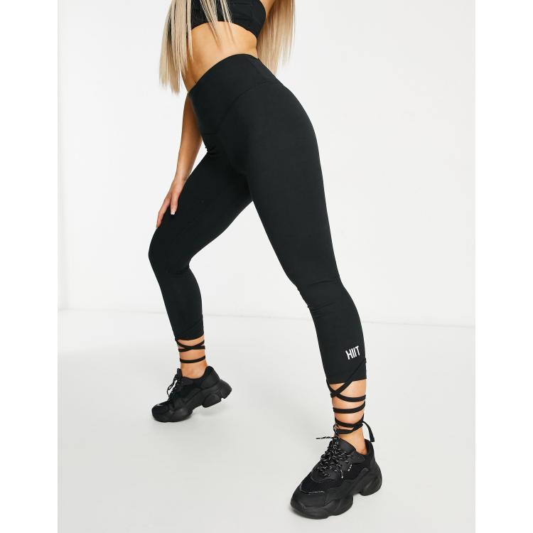 HIIT peached lace up leggings in black