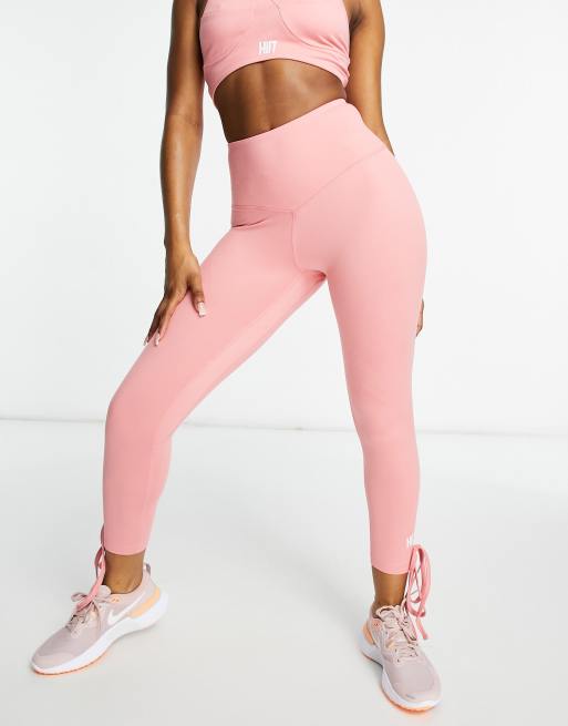 HIIT peached lace up leggings in pink ASOS