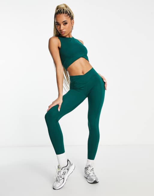 Croco Skin Seamless Cropped Leggings Forest Green