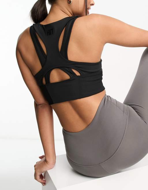 HIIT – Prążkowany biustonosz z ozdobną wstawką