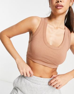 HIIT racer back bralet with bust seam in caramel - ASOS Price Checker