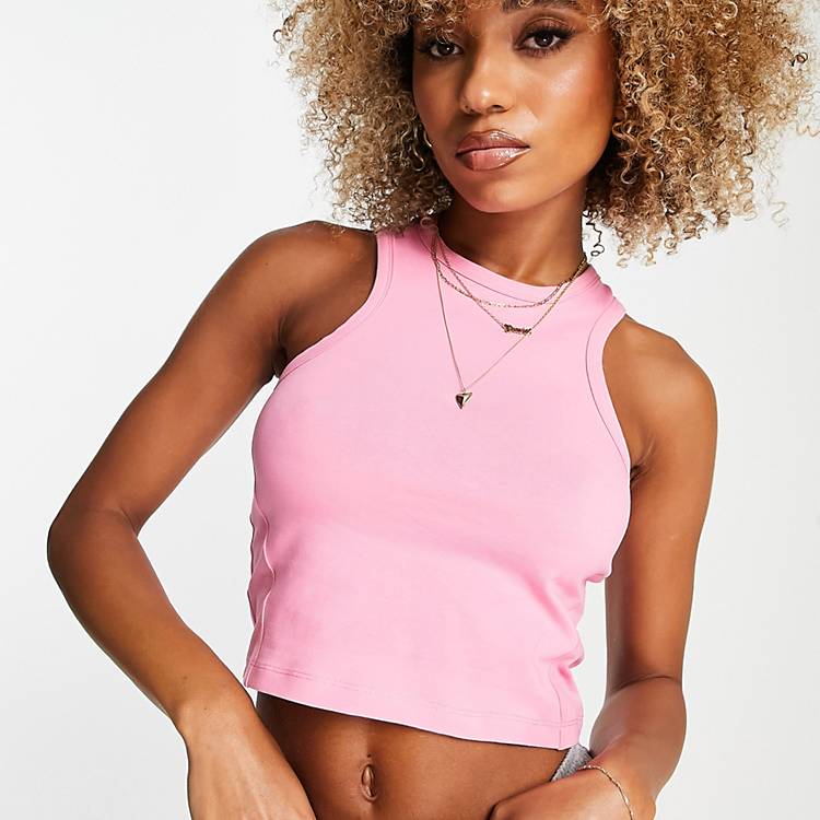safety Inspire Petrify HIIT racer crop top with contour seam in pink | ASOS