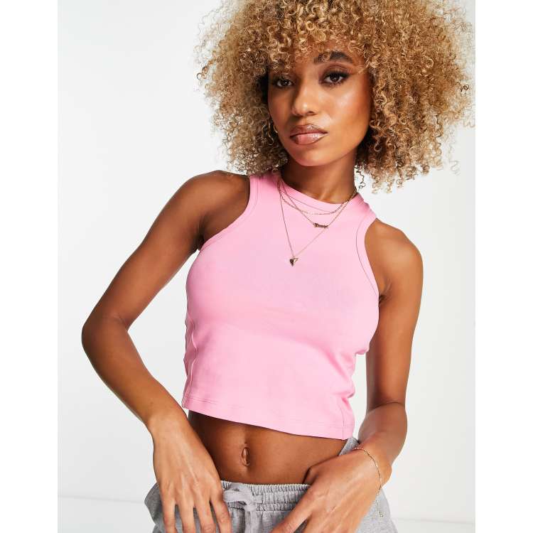 HIIT racer crop top with contour seam in pink