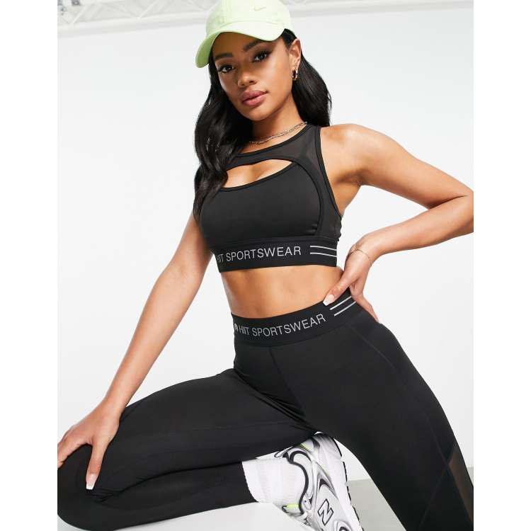 HIIT Reflective Logo Sports Bra In Black for Women