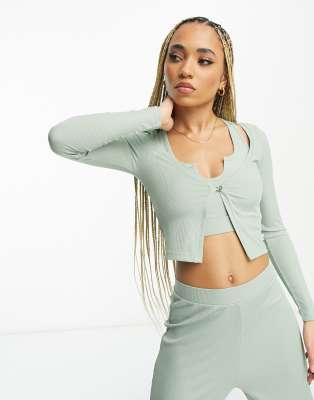 HIIT rib button lounge cardigan - ASOS Price Checker