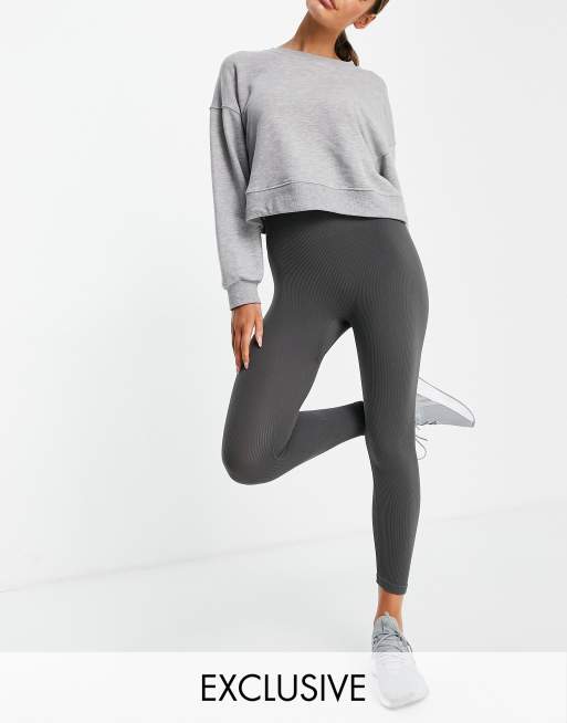 Charcoal Ribbed Seamless Leggings