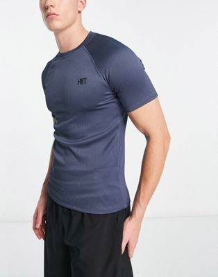 HIIT rib training t-shirt in dark grey, Compare
