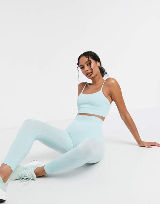 HIIT ribbed leggings in light blue