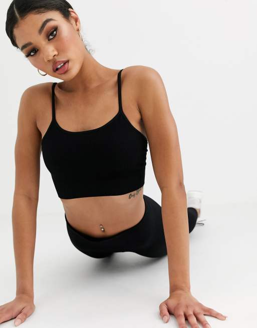 HIIT ribbed seamless bra in black, 3 of 4