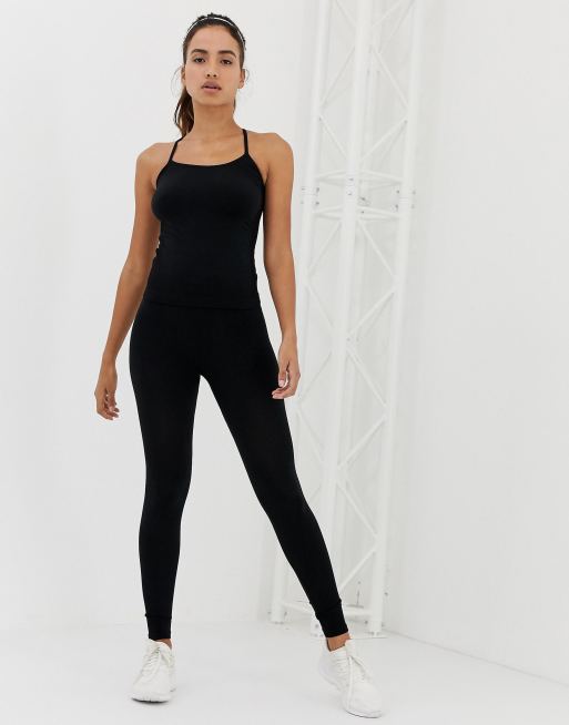 Black Ribbed Seamless Sports Legging