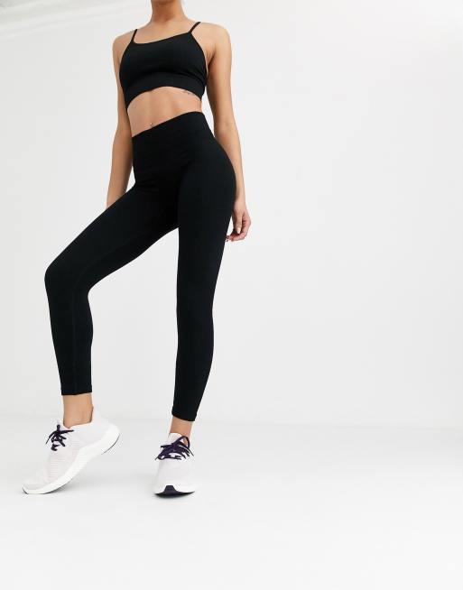 HIIT ribbed seamless leggings in black