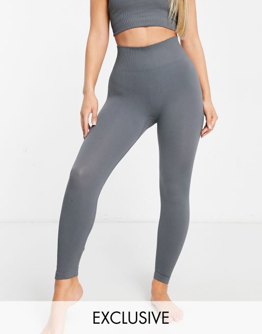 HIIT seamless rib legging in ecru, ASOS