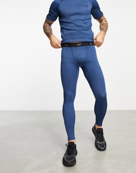 HIIT ribbed training leggings in blue - view 1