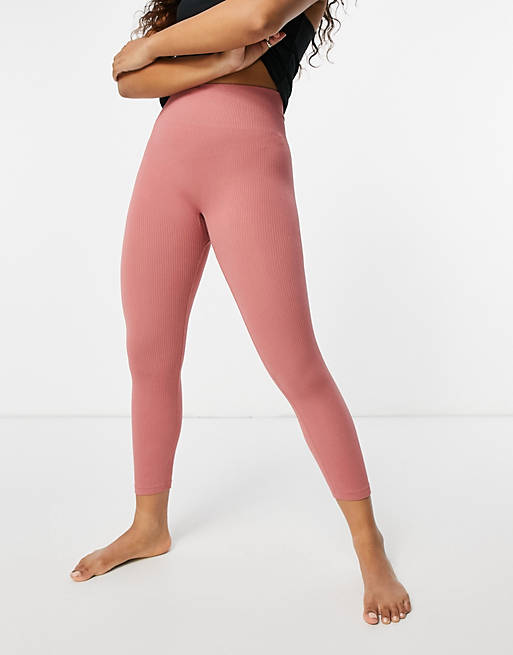 HIIT - Ribstrikkede sømløse leggings i pink