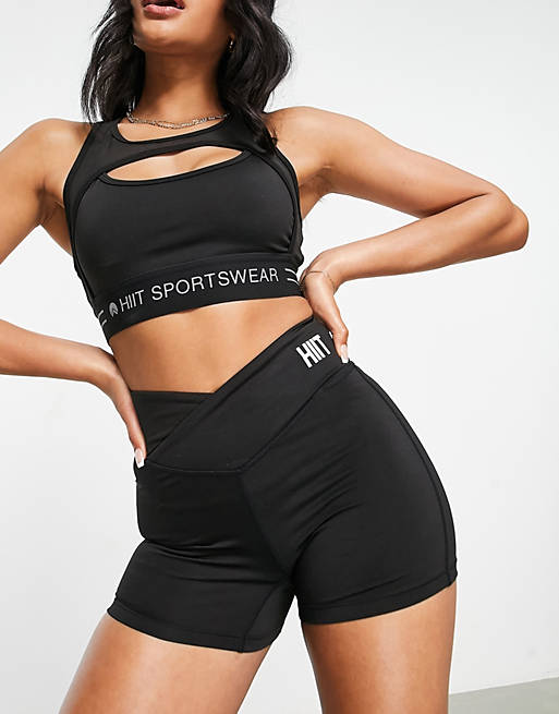 HIIT ruched back shorts in black