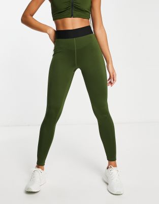 HIIT HIIT ruched legging in khaki-Green