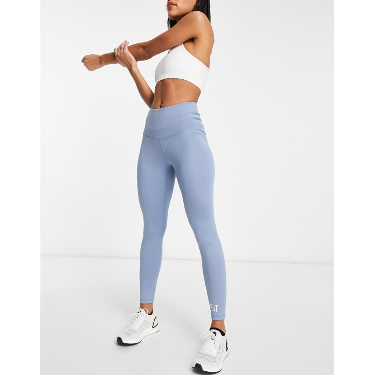 Azure Ruched Ankle Biter Leggings, Blue