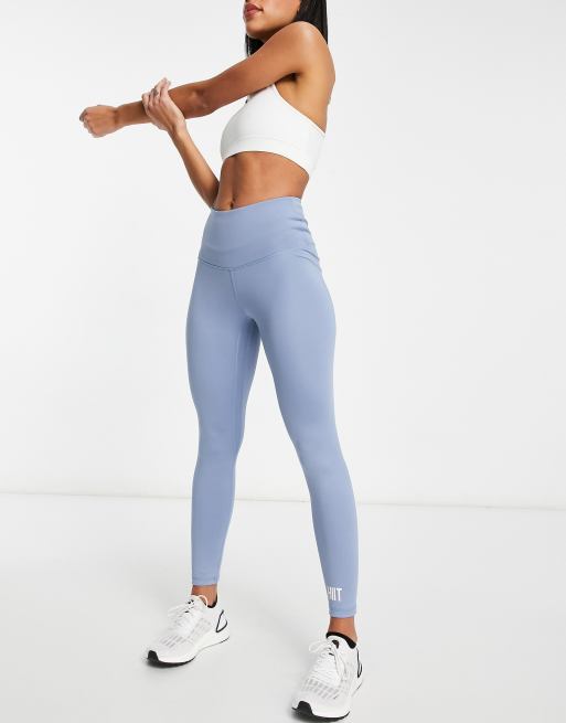 Women's figure-hugging running leggings (XS to 5XL - Large size) - blue/grey