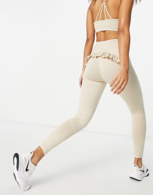 HIIT ruffle leggings in stone