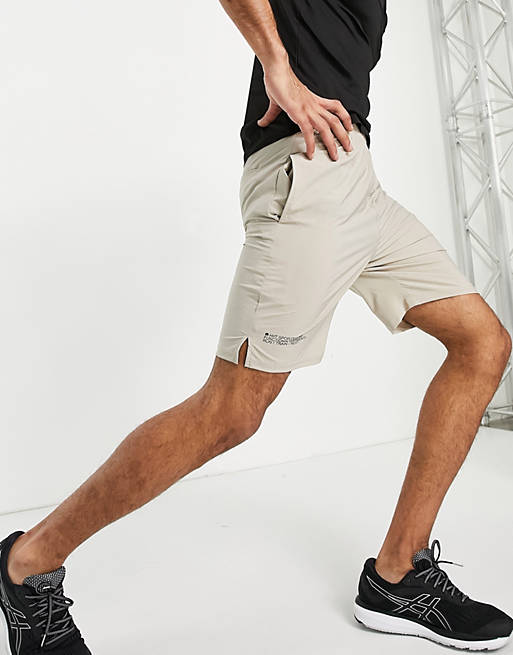 HIIT Running mid length woven running shorts in stone