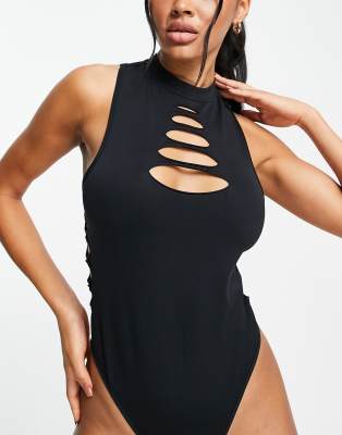 HIIT HIIT seamless bodysuit with cut out in black