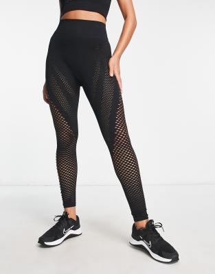 HIIT HIIT seamless highwaisted mesh panelled leggings-Black