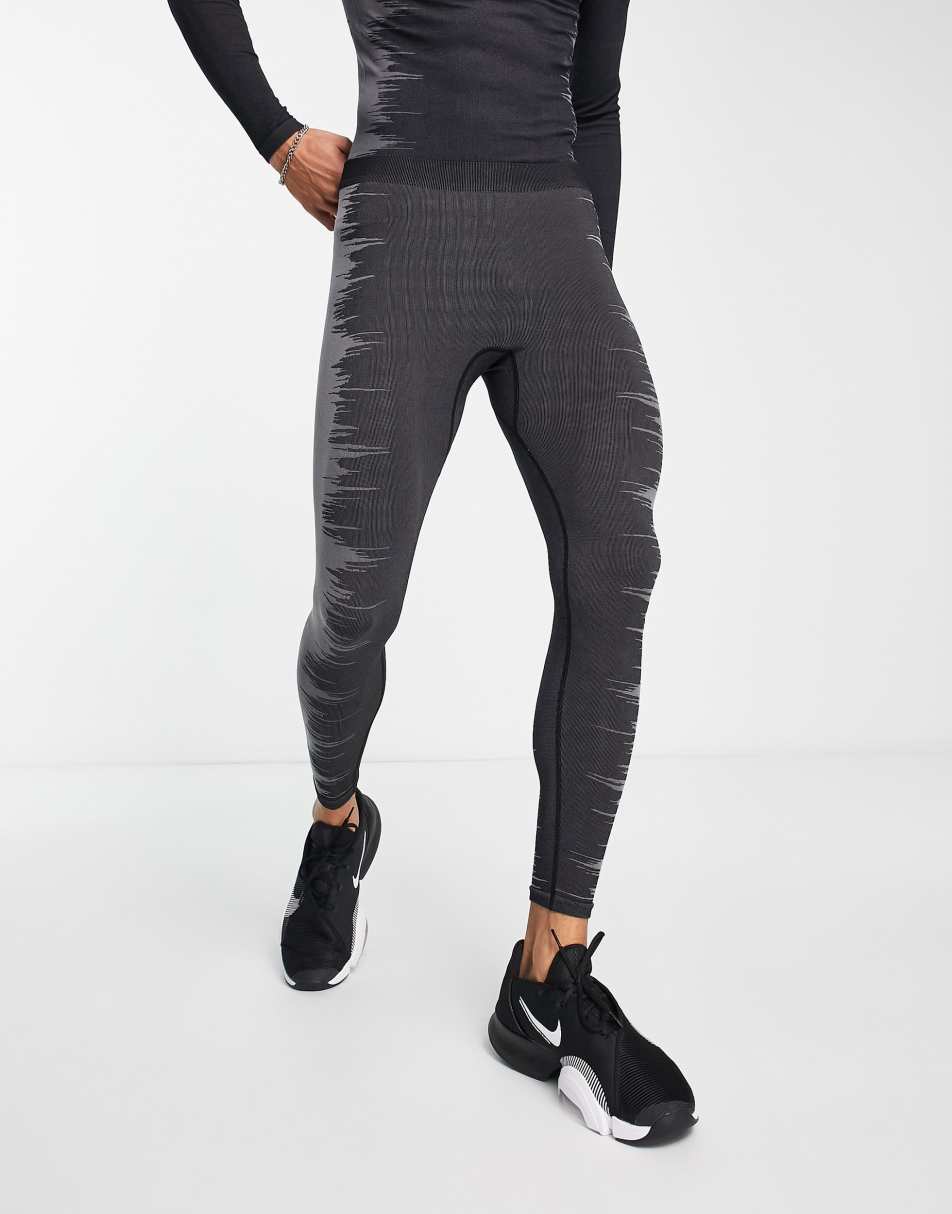 HIIT ribbed seamless leggings in dark grey exclusive to ASOS