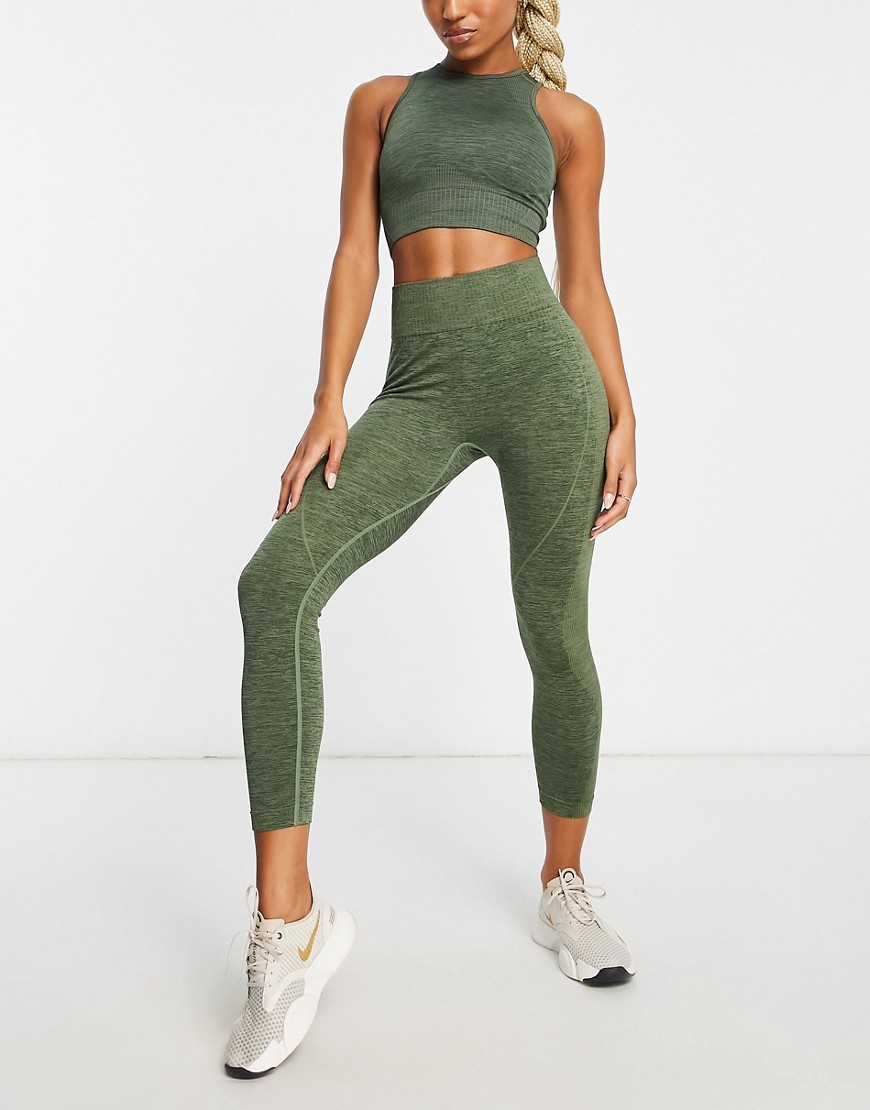 HIIT seamless leggings in khaki heather-Green