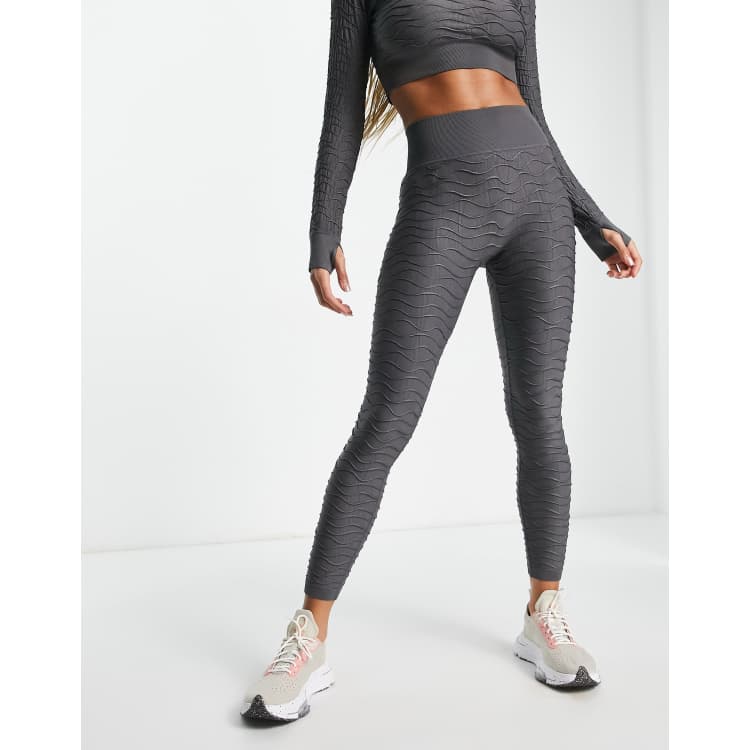 Charcoal Seamless Detailed Leggings, Active