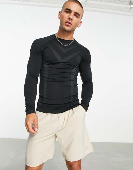 HIIT seamless long sleeve training top in black ASOS