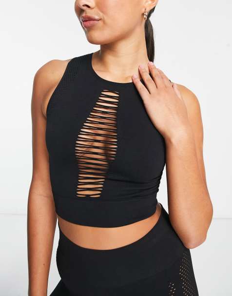 Asos Hiit Seamless Textured Long Sleeve Crop Top Bralet Booty