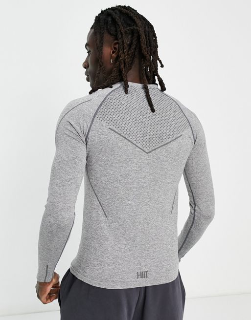 HIIT seamless muscle contour long sleeve t-shirt in gray