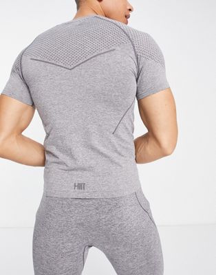 HIIT seamless muscle contour t-shirt in grey ASOS
