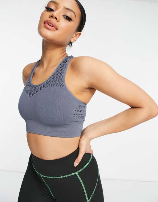 HIIT seamless pointelle bra in petrol blue | ASOS